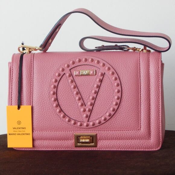 Valentino by Mario Valentino Alice Rock Pink Leather Flap Shoulder Bag NWT - Picture 11 of 16